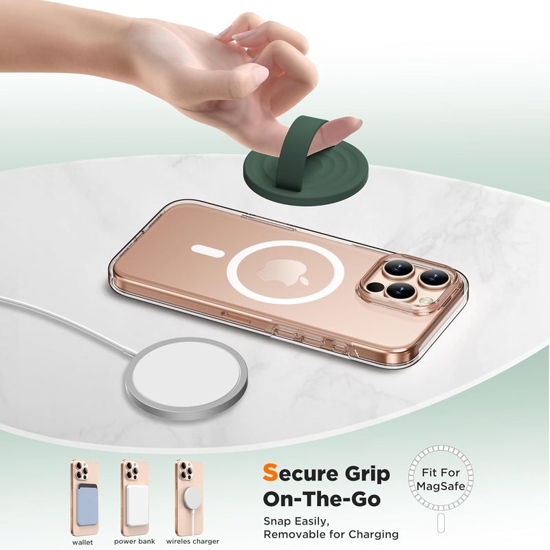COFFKER Magnetic Phone Grip Ring Holder, Liquid Silicone Magnet Cell Phone Grip Finger Loop, Compatible with Magsafe, Back of Phone for iPhone 17/16/15/14/13/12 Series, Alpine Green - Image 4